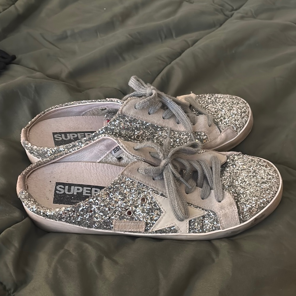 Golden Goose Silver Glitter Sneakers